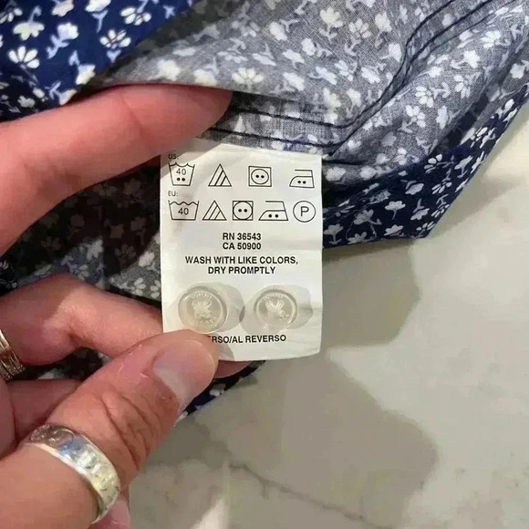 Tommy Hilfiger Button Shirt Mens 16-34/35 Blue Floral THFlex Supima Stretch Slim - Picture 6 of 8